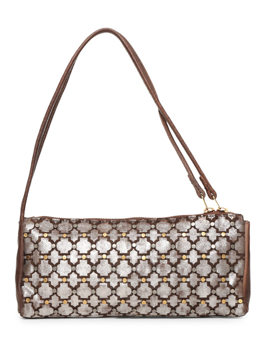 LUMINOSA: Brown Leather clutch Bag By Art N Vintage