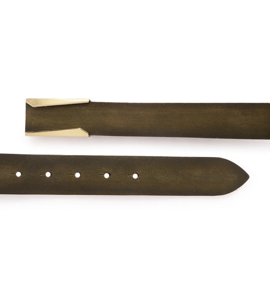 Olive Elegant Angled Buckle Belt by Art N Vintage