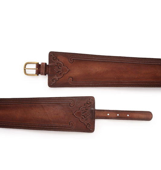Cognac Womens Genuine Leather Belt by Art N Vintage