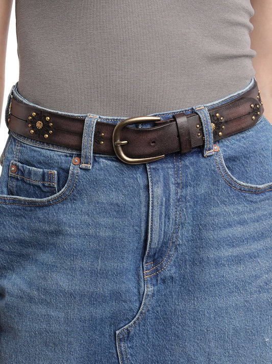 Brown Womens Genuine Leather Belt by Art N Vintage