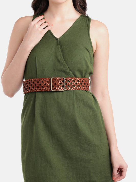 Cognac Womens Genuine Leather Belt by Art N Vintage