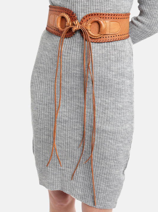 Cognac Womens Genuine Leather Belt by Art N Vintage