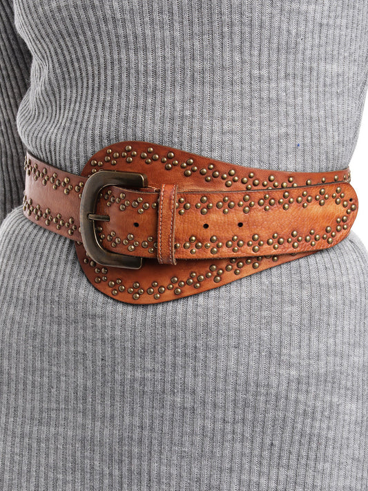 Cognac Womens Genuine Leather Belt by Art N Vintage
