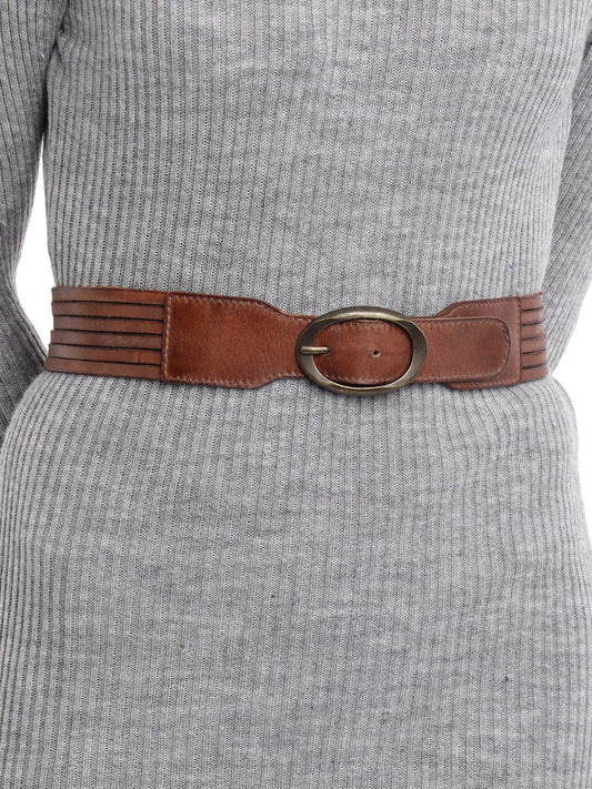 Cognac Womens Genuine Leather Belt by Art N Vintage