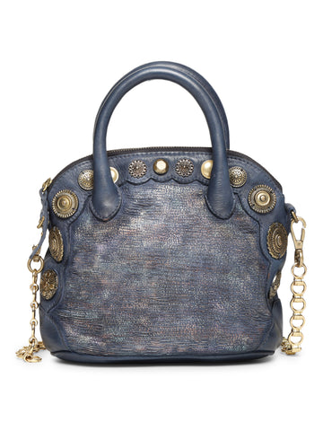SILVIA: Navy Blue Leather Women Handbag By Art N Vintage