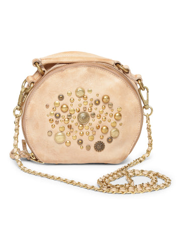Rivet & Concho: The Statement Ivory Beige  Round Shape Crossbody By Art N Vintage