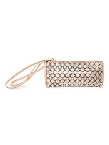 LUMINOSA: Cream Leather clutch Bag By Art N Vintage