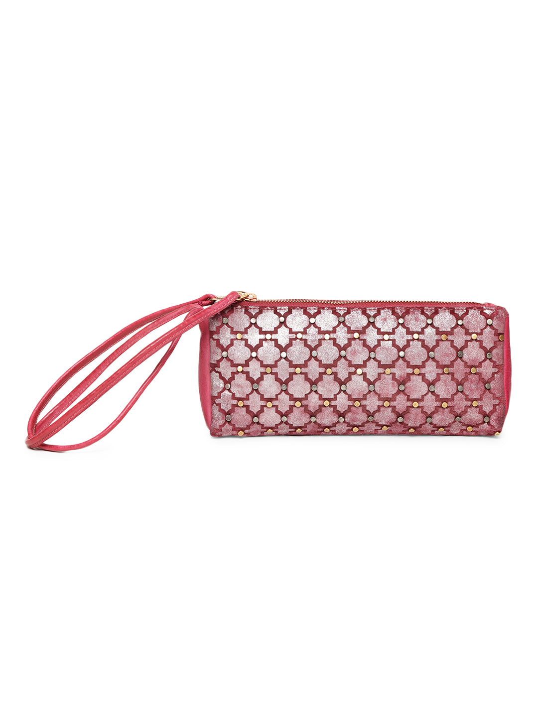 LUMINOSA: Red Leather clutch Bag By Art N Vintage