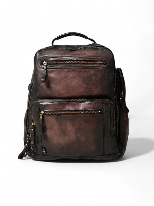 Aristo : Real Leather Brown Backpack by Art N Vintage