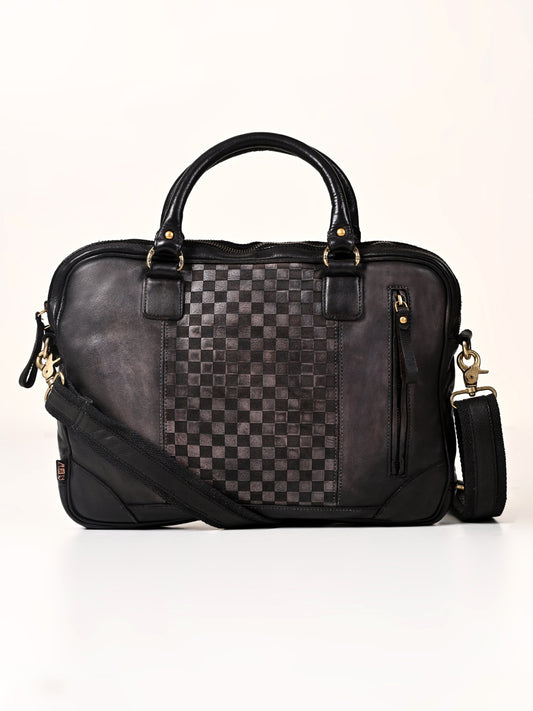 Slider : Real Black Leather Laptop Bag by Art N Vintage