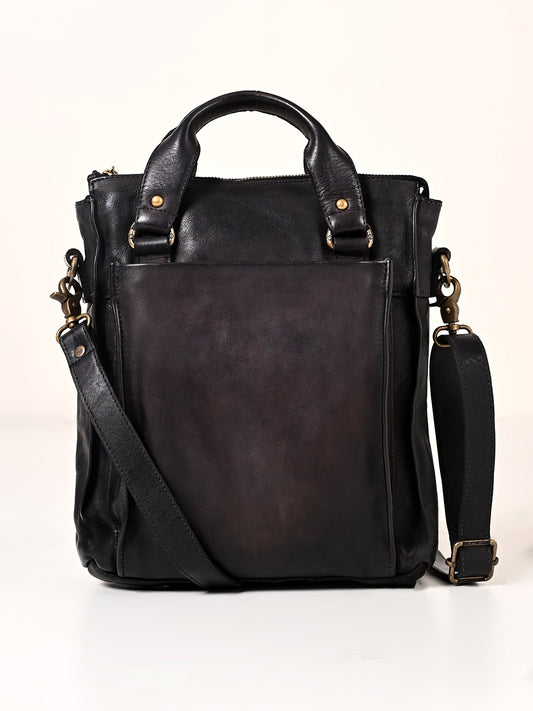 Gabriel : Real Leather Balck Crossbody Bag by art n vintage