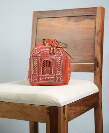 Heritage Hawa Mahal Leather Cube Bag Art N Vintage