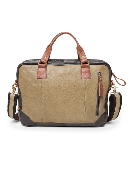 Winger : Real Leather Olive With Black Color Laptop Bag by Art N Vintage