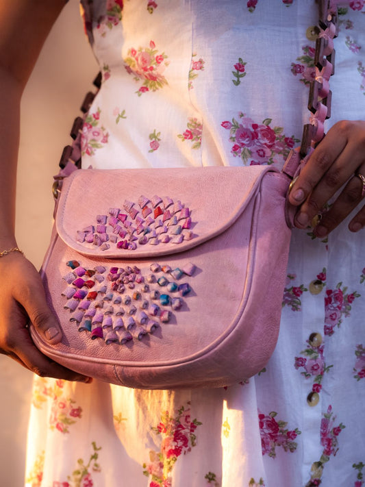 Glory: Elevate Your Look with Our Rose Leather Crossbody Bag By Art N Vintage