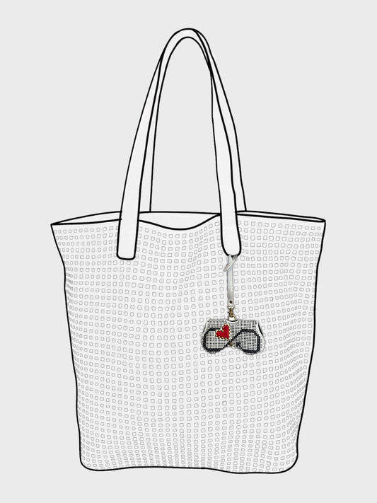 Spectacle Case white leather bag charm by art n vintage