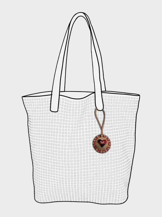 Round beige leather bag charm by art n vintage