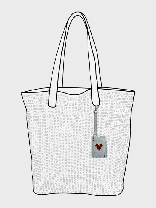 Rectengular white leather bag charm by art n vintage