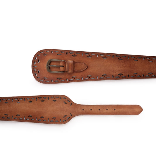 Cognac Womens Genuine Leather Belt by Art N Vintage