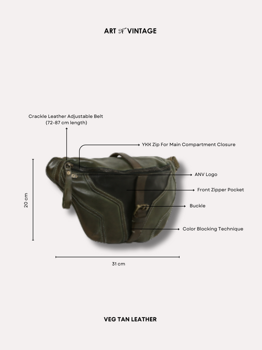 Green Thunder: Biker Waist Belt Pouch In Dual Color