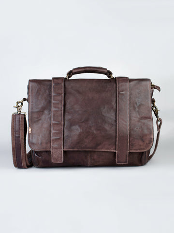 Brown Leather Men's Messenger Bag By Art N Vintage