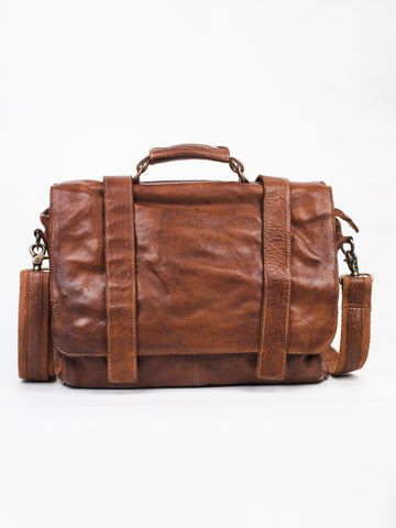 Cognac Leather Men's Messenger Bag By Art N Vintage