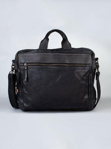 Enfield: Black Vintage Leather Men's Laptop Bag