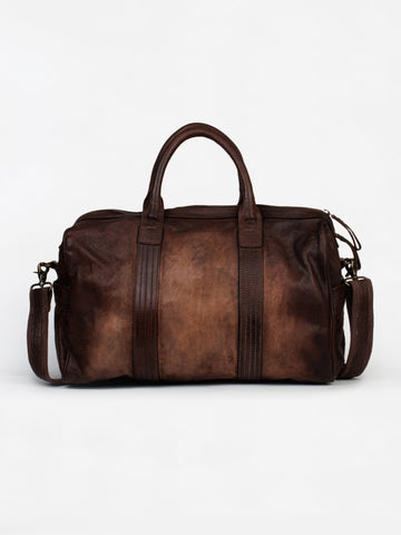 Alexander: Travel Weekender Bag With Brown Washed Effect