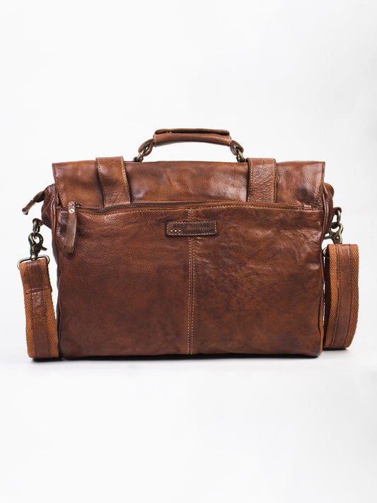 Cognac Leather Men's Messenger Bag By Art N Vintage