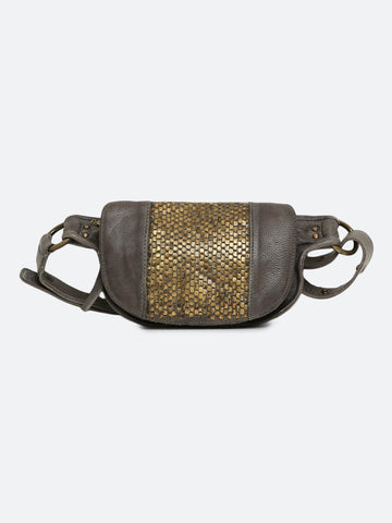 Genuine Grey Leather Waist Belt Bag