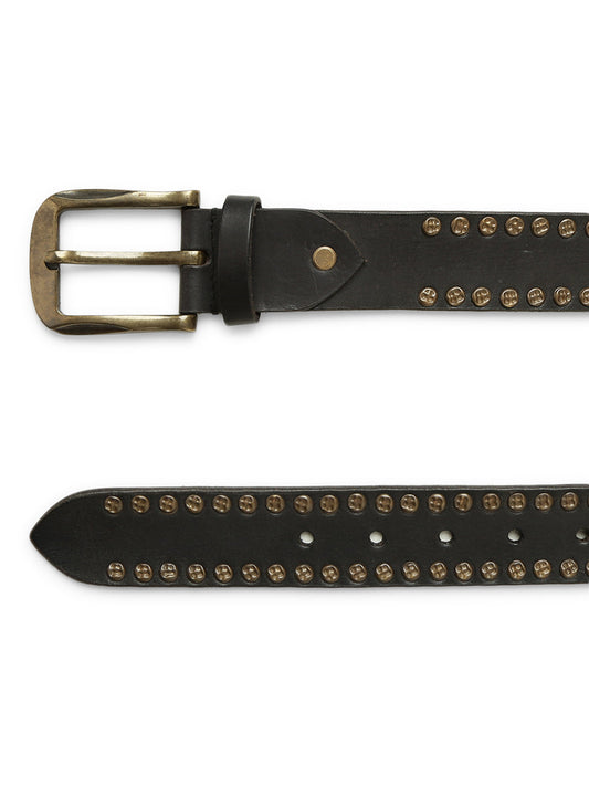 Rustic Rebel: Black Genuine Leather Studded Men's Belt - Stylish & Durable by Art N Vintage