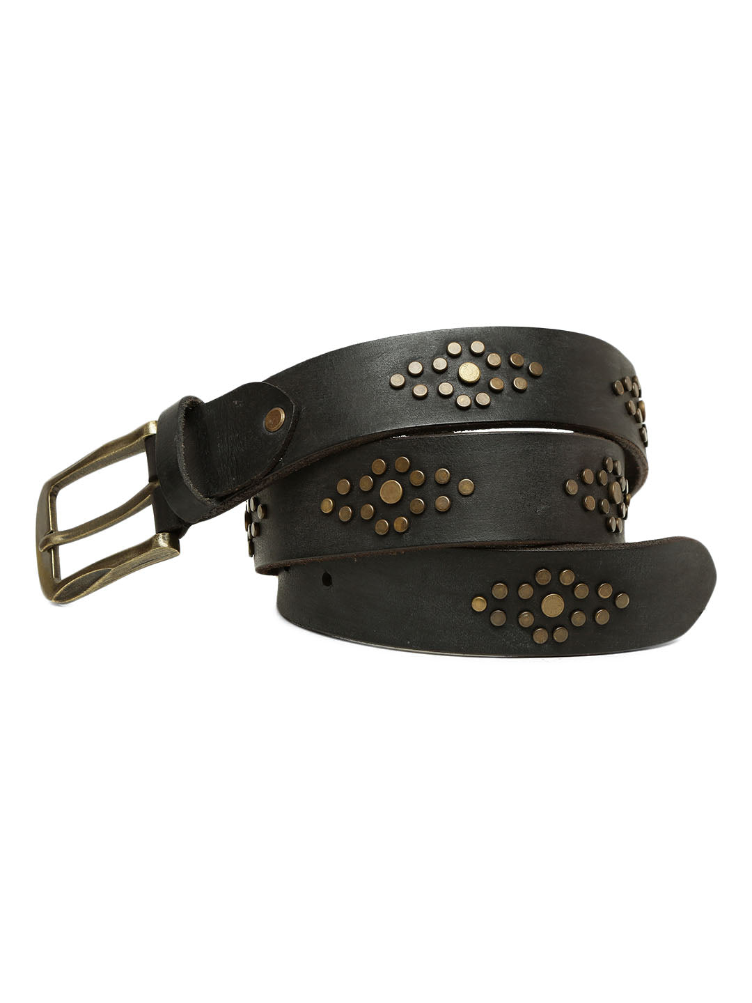 Mens Black Studded Leather Belt By Art N Vintage