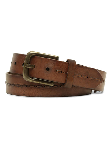 Genuine Brown Leather Crafted Men's Belt