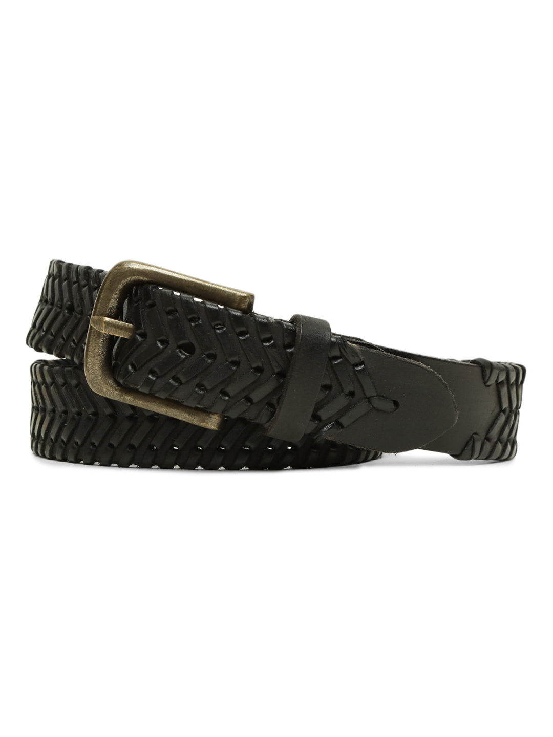 Black Woven Leather Belt main image 1