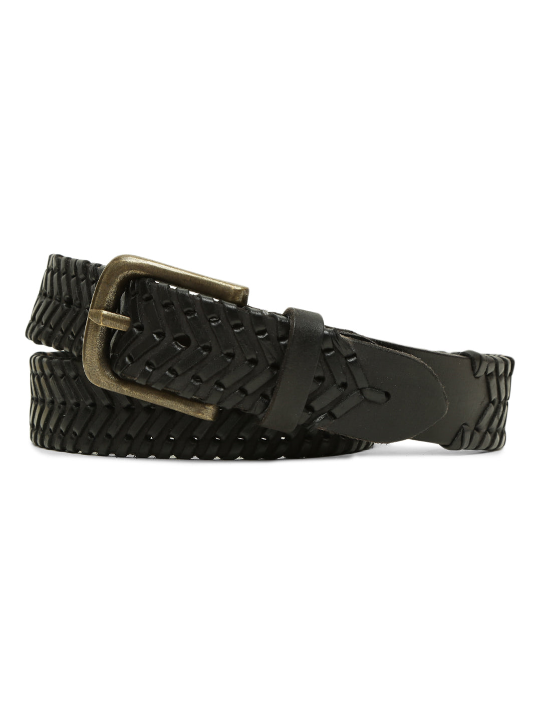 Genuine Black Leather Hand-woven Belt