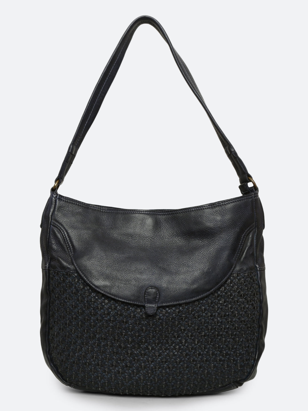 Avea Navy leather weaved hobo bag by Art N Vintage