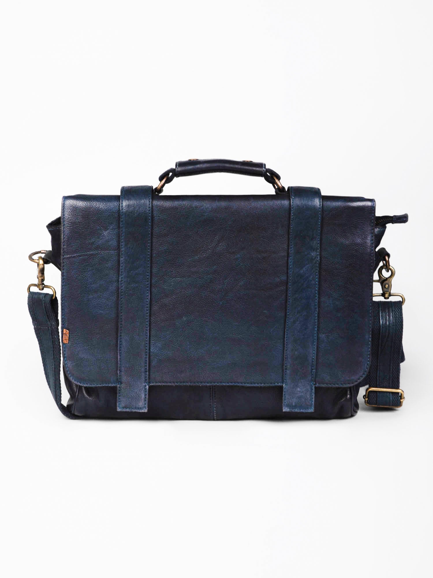 Briefcase Navy Blue Leather Messenger Bag Navy Blue Leather Men's