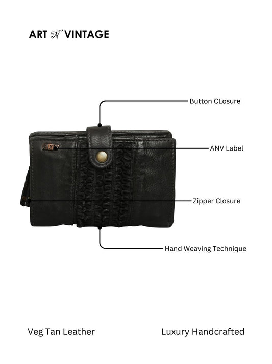 Volga: Black Ripple Effect Small Wallet