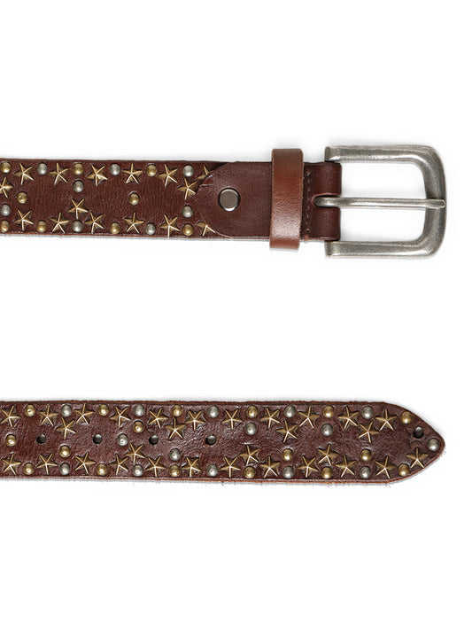 Brown Star Studded Belt For Women By Art N Vintage