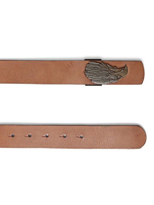 Natural Plain Belt With Eagle-shaped Metal Buckle By Art N Vintage