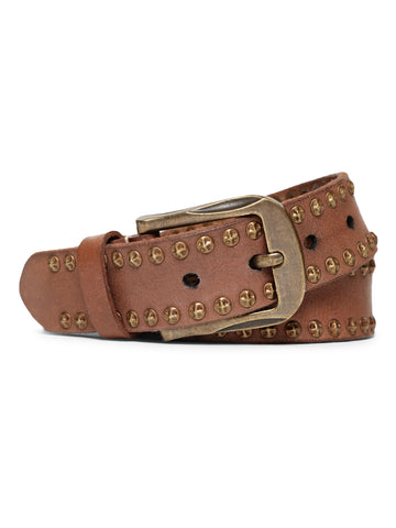 Rustic Rebel: Natural Genuine Leather Studded Men's Belt - Stylish & Durable by Art N Vintage