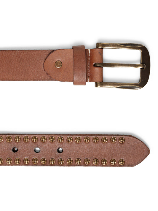 Rustic Rebel: Natural Genuine Leather Studded Men's Belt - Stylish & Durable by Art N Vintage