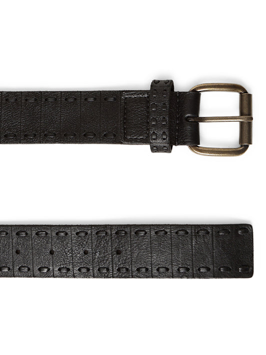 Black Genuine Leather Interlinked Weaving Technique Belt By Art N Vintage