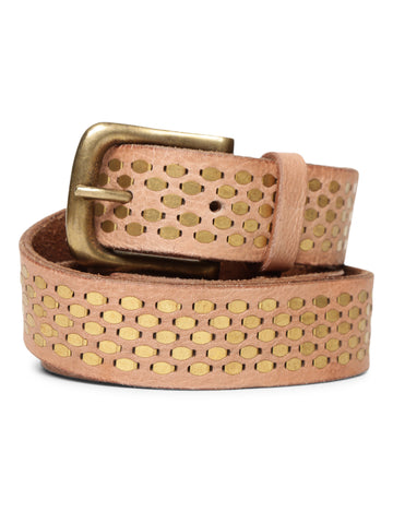 Natural Genuine Leather Belt With Golden Catcher Rivet Design By Art N Vintage