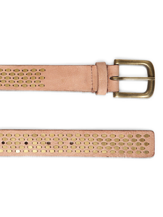 Natural Genuine Leather Belt With Golden Catcher Rivet Design By Art N Vintage