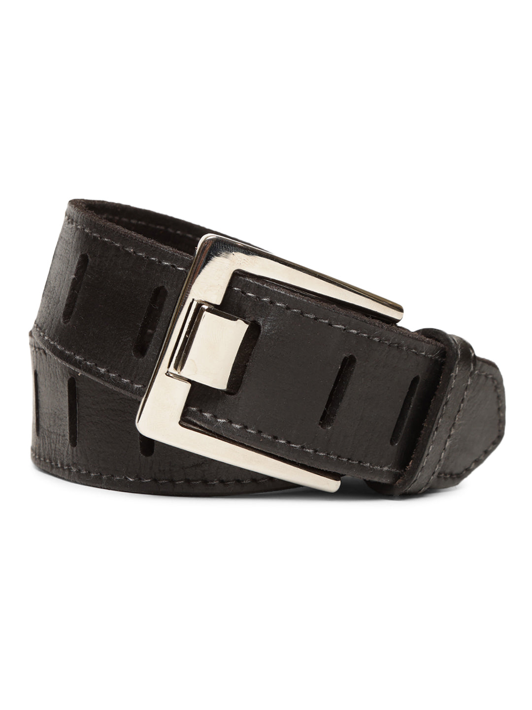 Art N Vintage Premium Black Leather Laser-Cut Design Men's Belt