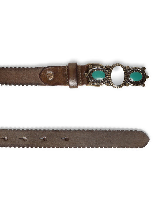 Olive Women Embellished Leather Belt by Art N Vintage