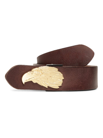 Brown Plain Belt With Eagle-shaped Metal Buckle By Art N Vintage