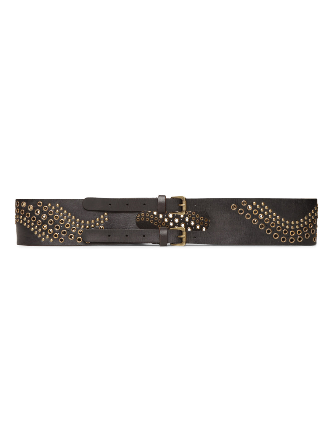 Black Studded Genuine Leather Belt For Women By Art N Vintage