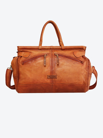 Drifter: Real Leather Brown Duffle Bag by Art N Vintage