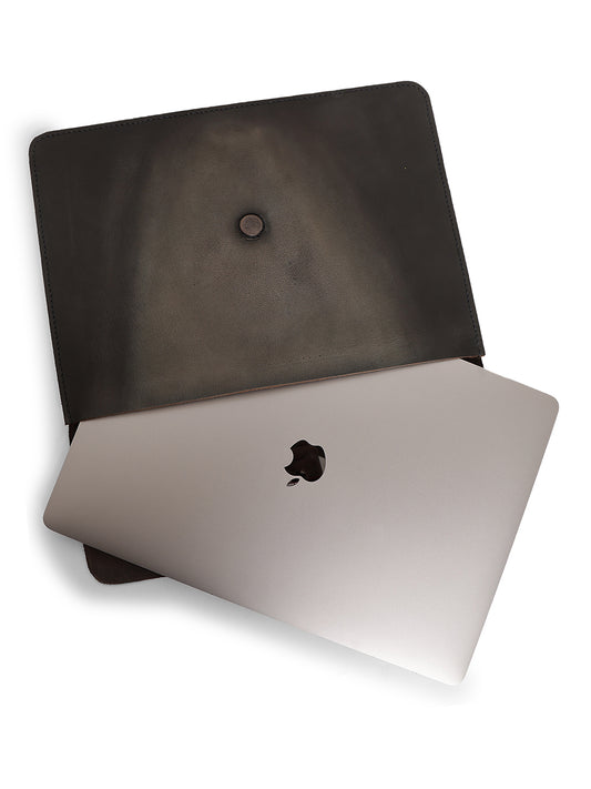 Prestige Grey Leather Laptop Sleeves